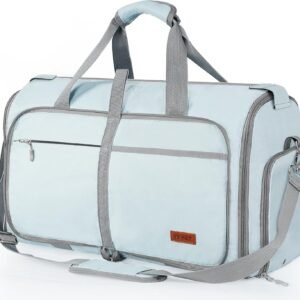 ‌Ytonet Foldable Garment Duffle Bags for Travel, Carry On Convertible Duffel Bag with Shoe Compartment & Water Resistant Fabric, 2-in-1 Hanging Suit Organizer, Mint Green