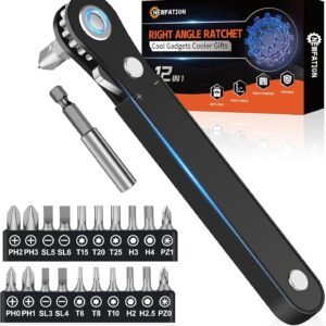 Ratcheting Screwdriver Men Gifts – Right Angle Screwdriver for Tight Spaces, Cool EDC Gadgets, Small Tool Gift for Men Dad Husband