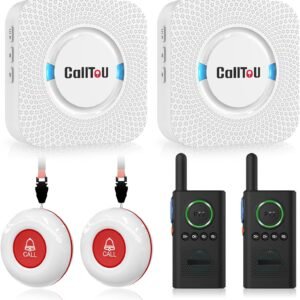 CallToU Caregiver Pager Wireless Alert Button Home Intercom System Long Range 2 Way Radio for Elderly/Patient/Pregnant/Home/Office