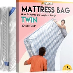 Plastic Mattress Bag for Moving Storage, Waterproof Mattress Cover, Mattress Protector for Moving Supplies - Twin Size (1.5MIL)