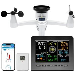 Urageuxy WiFi Weather Station - 7-in-1 Wireless Smart Home Weather Stations with Rain Gauge and Wind Speed/Direction,Temperature, Humidity, Weather Forecast, UV/Light, Moon Phase and Alarm
