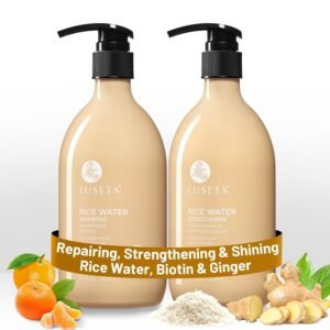 Luseta Rice Water Shampoo and conditioner Set Strengthening & Nourishing Revitalizes Shine for All Hair Types Hydrating & Frizz Control for Women and Men 16.9oz*2