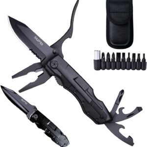 Multitool Pocket Knife, Tactical Folding Multi Tool, Christmas Stocking Stuffers for Men, Gifts Idea, Multipurpose Utility Plier for Camping, Survival, Hiking