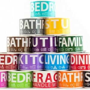 750 Moving Labels for 4 Bedroom Home — Color-Coded Room Stickers & Fragile Labels for Boxes, Supplies, Wardrobe Boxes, Apartment & House Moves