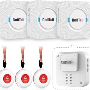 CallToU Caregiver Pager Elderly Alert Call Button for Seniors Smart Patient Call Bell Wireless Emergency Button System Adult Monitors at Home 3 Plugin Receivers 3 Waterproof Portable Transmitters
