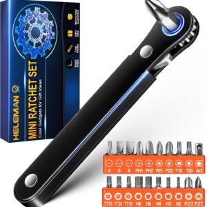 Gifts for Men Women Angled Screwdriver - Cool Gadgets for Men EDC Gear Mini Ratcheting 90 Degree Offset Screwdriver Gifts for Dad Mom Husband Wife Tools for Tight Space Sewing Machine Stocking Stuffer