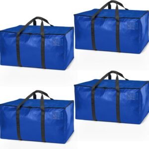 ClearSpace Heavy Duty Moving Bags or Storage Bag – Large Moving Boxes with Backpack Straps, Zippers & Handles – Perfect for Moving, College Dorm, Traveling, Camping, Christmas Decorations, 4 Pack