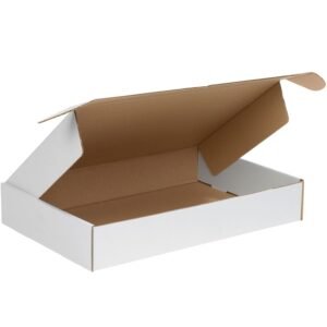 Boxes Fast BFMFL24144 Deluxe Literature Cardboard Mailers, 24 x 14 x 4 Inches, Corrugated Die-Cut Shipping Boxes, Large White Mailing Boxes (Pack of 25)