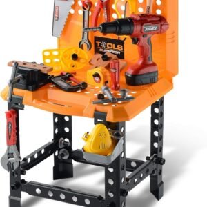 Toy Choi's 82pcs Kids Tool Bench Toy for Age 2-4 - Construction Kid Tool Set Toddler Workbench with Realistic Tools Electric Drill, Build a Tool Bench for Kids Ages 3-5 4-7