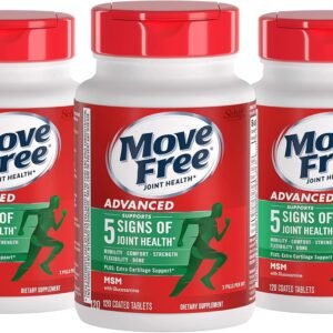 Move Free Advanced Glucosamine Chondroitin MSM Joint Support Supplement, Supports Mobility Comfort Strength Flexibility & Bone - 120 Count (Pack of 3)