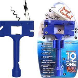 Boat Gadget 10-in-1 Boat Tool - Must-Have Boat Accessory with Gas Cap Key, Fishing Line Cutter, Bottle Opener, Whistle & More - Smart Addition to Any Boat Tool Kit for Fishing, Boating & Fun