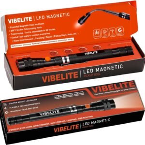 Gifts for Dad, Magnetic Pickup Tool with LED, Telescoping Magnet Flashlight, Cool Gadgets Stocking Stuffers for Teen Boys, Christmas Gifts for Men, Husband, Handyman, Boyfriend, Him, Dad, Black