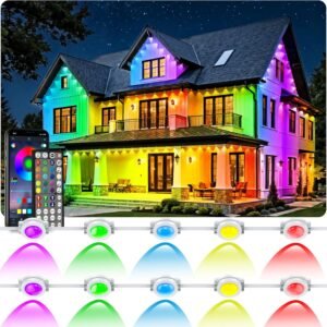 500FT Permanent Outdoor Lights Waterproof with Smart App Control Remote,DIY Scene Modes,Music Sync hronization,Eaves Lights for Garden Decor,Deck,Christmas