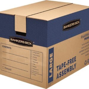 Bankers Box Large Prime Moving Box 6 Pack, Reinforced Handles, Tape-Free Assembly, Attached Lid, 18-in x 18-in x 24-in (0062904)