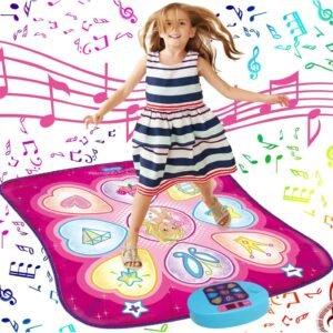 SUNLIN Dance Mat - Rhythm Step Play Mat - Dance Game Toy Pad with LED Lights, Gift for Kids Girls 3-12, Adjustable Volume, Built-in Music, 3 Challenge Levels