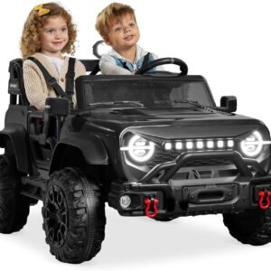 Best Choice Products Kids 24V 2-Seater Electric Ride On Car Truck w/ 132lb Weight Capacity, Parent Control, Bluetooth, LED Lights - Black