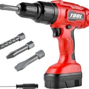 Toy Choi's Toy Drill Set - Electric Pretend Play Tool with Realistic Sound & Action, Construction Toy Tools for Kids Ages 3-5 with Toddler Drill Screw Set (Red)